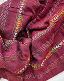 Forsarees Women's Maroon Mul Kantha Saree