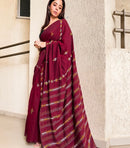 Forsarees Women's Maroon Mul Kantha Saree
