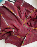Forsarees Women's Maroon Mul Kantha Saree
