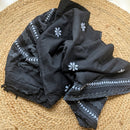 Forsarees Women's Black Mul Kantha Saree