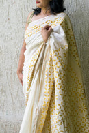 Forsarees Women's Applique Work White Chanderi Saree