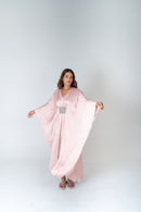Neora by Nehal Chopra Pink-Green Braided Long Kaftan
