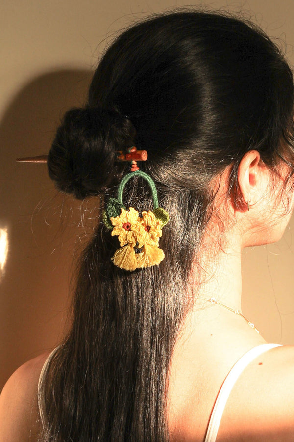 Sunflower On A Ring Hair Stick