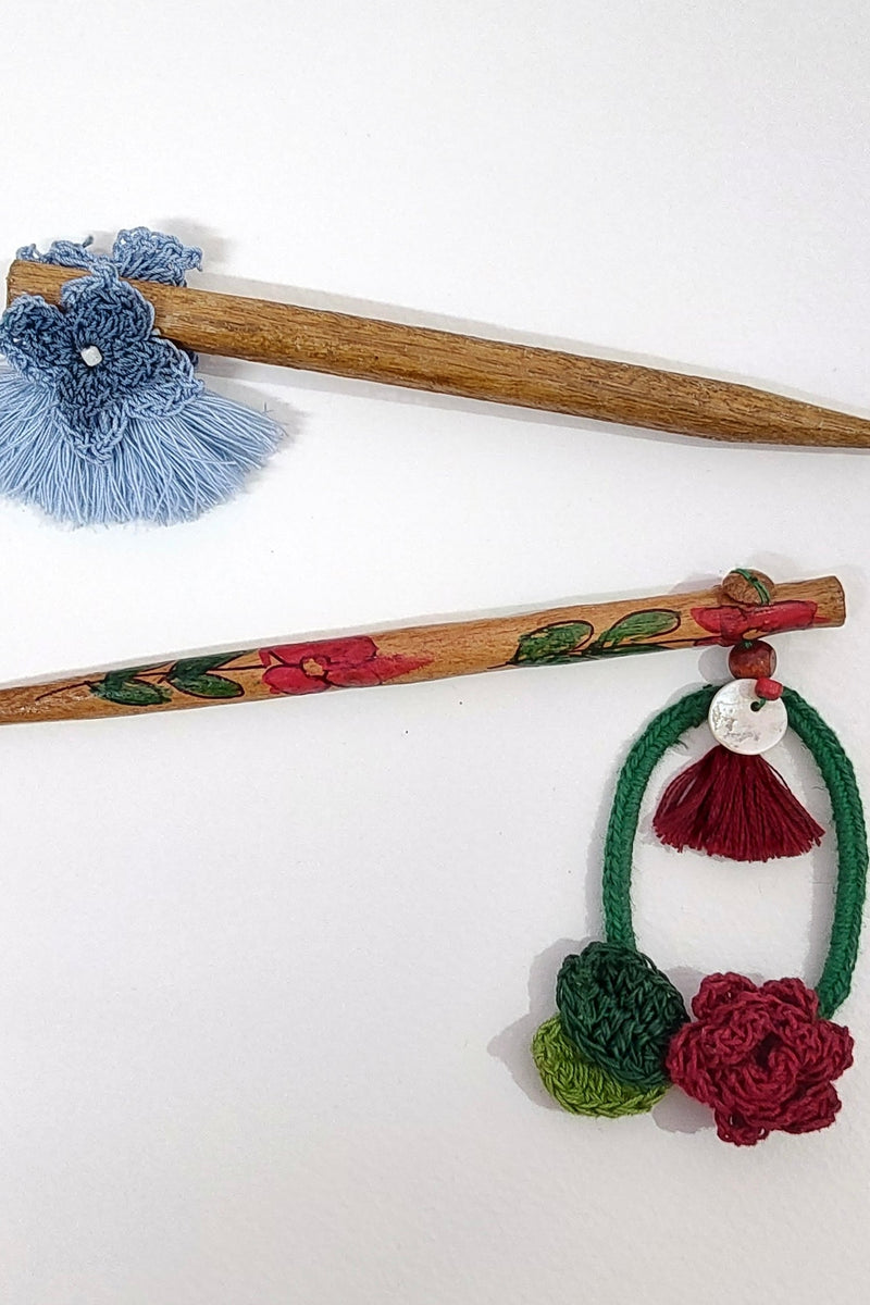 Set of Rose and Hydrangea Hair Stick