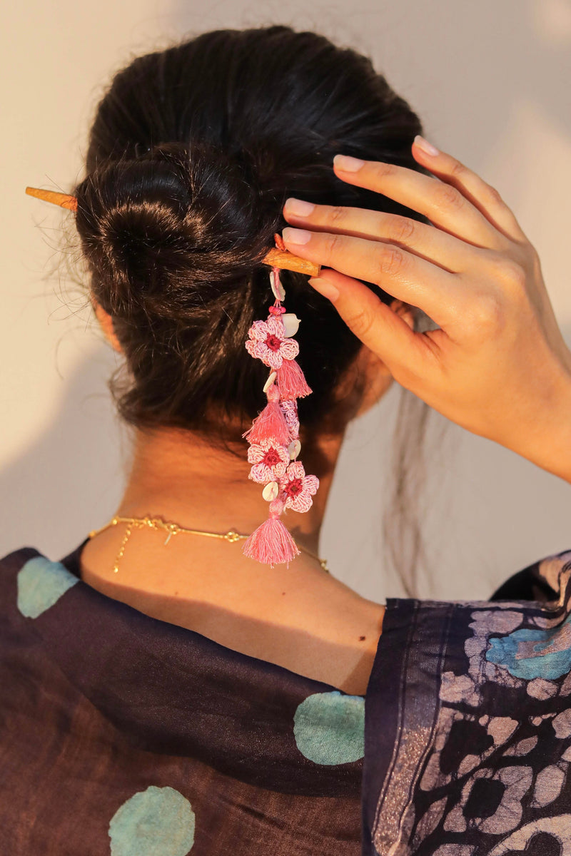 Set of Mogra and Pink Daisy Hair Stick