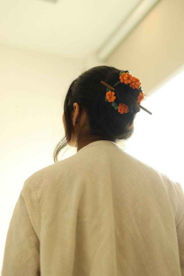 Tangerine Marigold Crochet Hair Tie