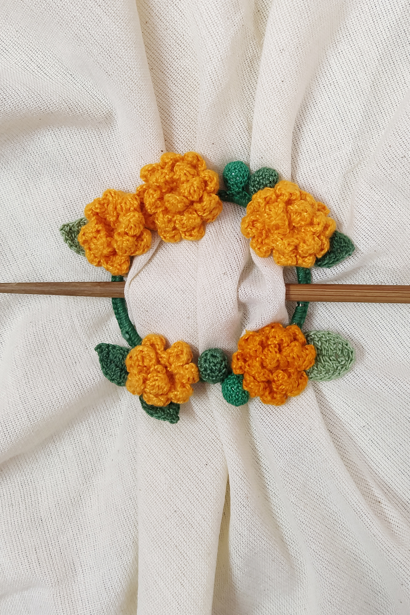 Tangerine Marigold Crochet Hair Tie