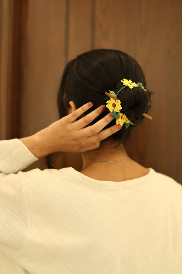 Sunflower Crochet Hair Tie