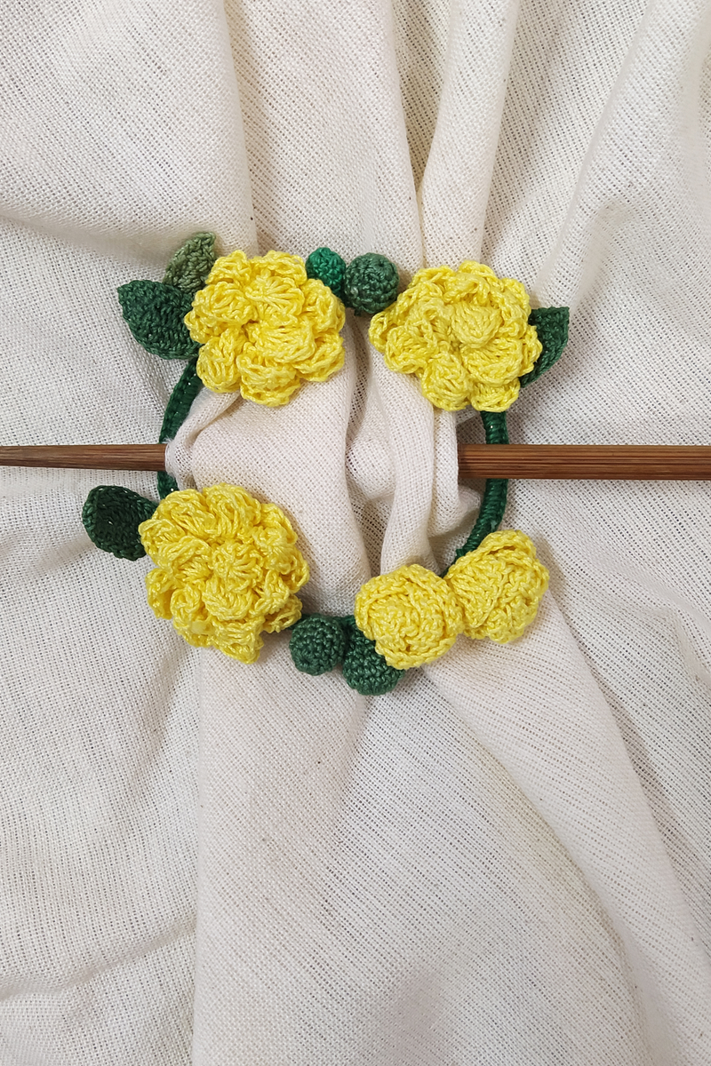 Yellow Marigold Crochet Hair Tie