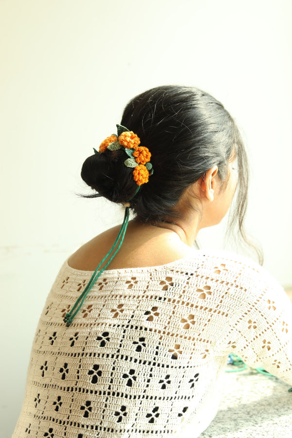 Tangerine Marigold Crochet Hair String