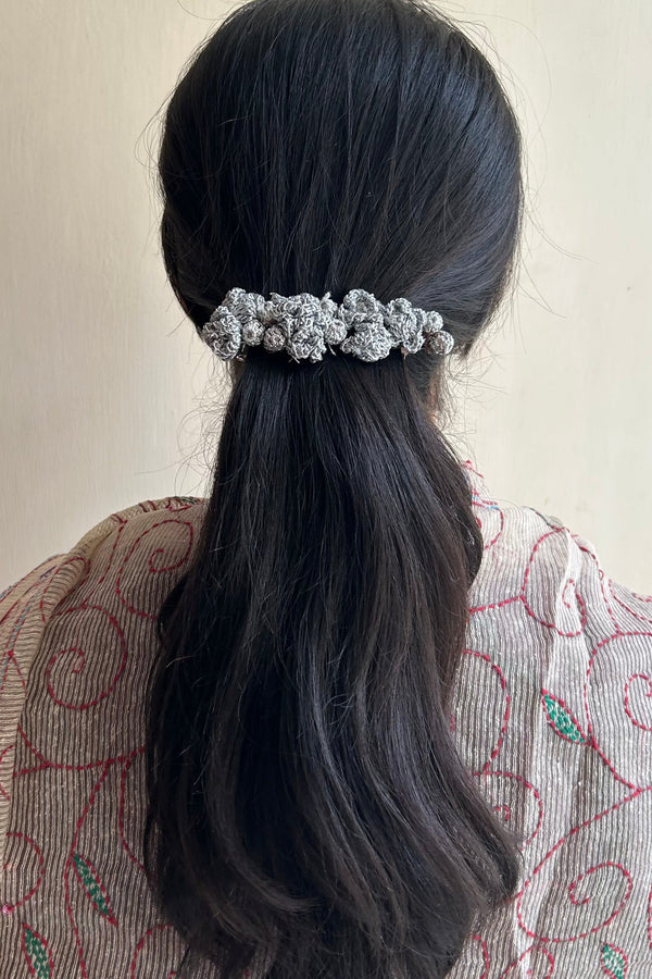 Silver flowers hair clip