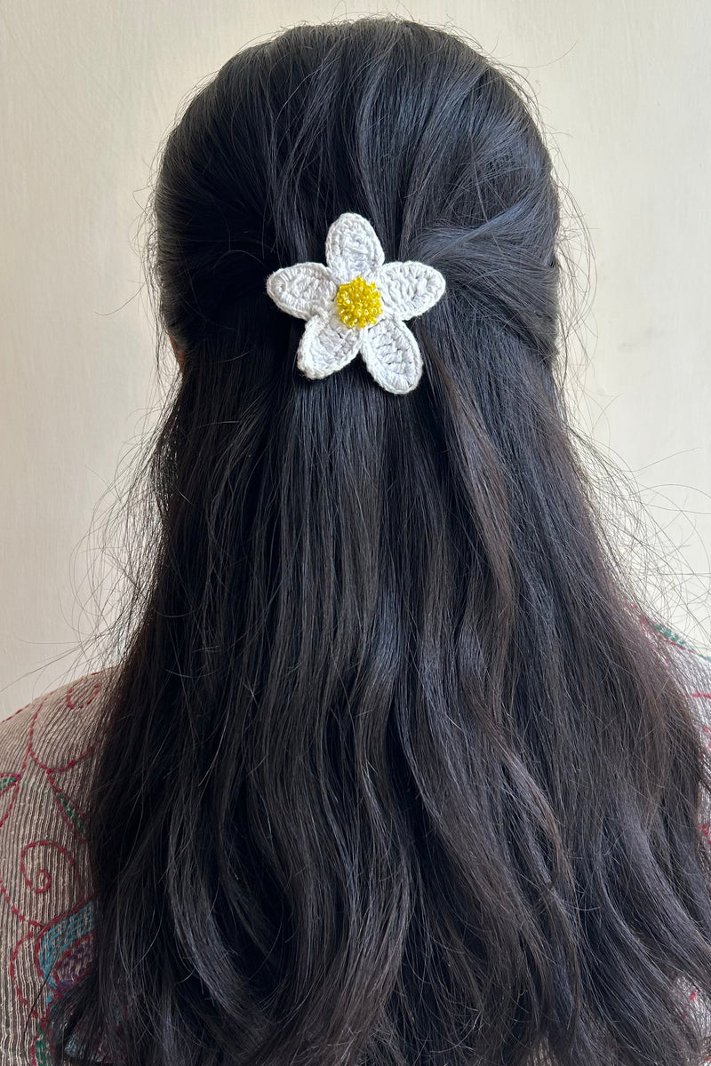 White Floral Hair Clip