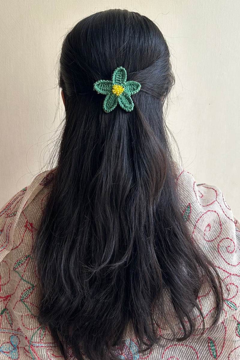 Green Floral Hair Clip