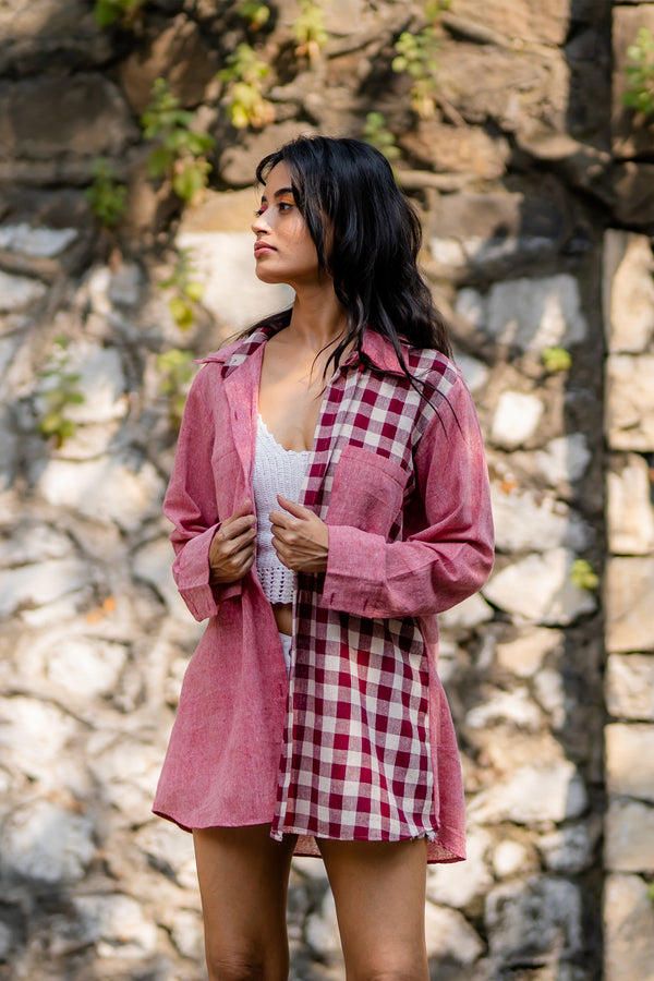 Krushnachuda Blue Striped Woven Shirt With Mother Of Pearl Buttons