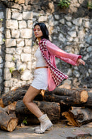 Krushnachuda Naturally Dyed Pink Shirt With Contrast Pattern