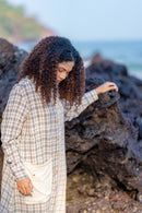 Krushnachuda Krushnachuda Handwoven White Checkered Shirt Dress