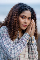 Krushnachuda Krushnachuda Handwoven White Checkered Shirt Dress