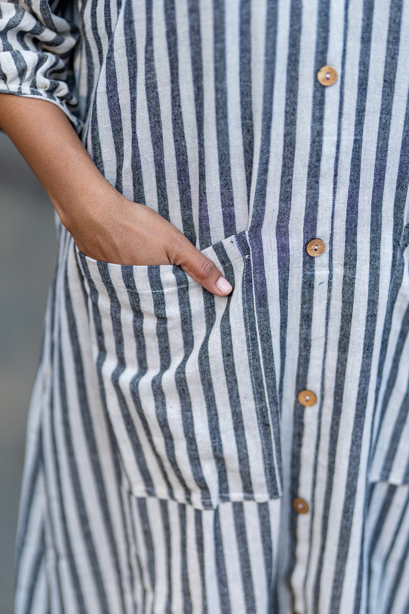 Krushnachuda Krushnachuda White & Grey Natural Dye Handloom Dress