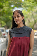 Krushnachuda Krushnachuda Natural Dye Cowl Neck Handloom Maroon Dress