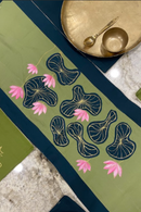 JOD Pure Cotton Green Kamal Kund Handmade Patchwork Hand Painted Table Runner