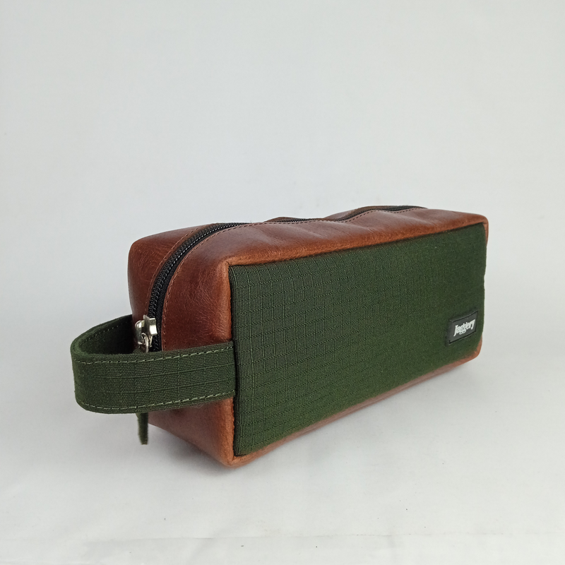 Jaggery Outback and Beyond Essentials Travel Kit in Olive Green Canvas & Salvaged Nubuck