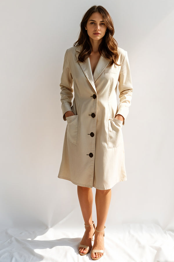 Studio Amala Champagne Mist Beige Linen Blazer Dress