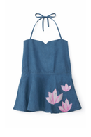 JOD Cotton Womens Blue Lotus Halter Neck Top