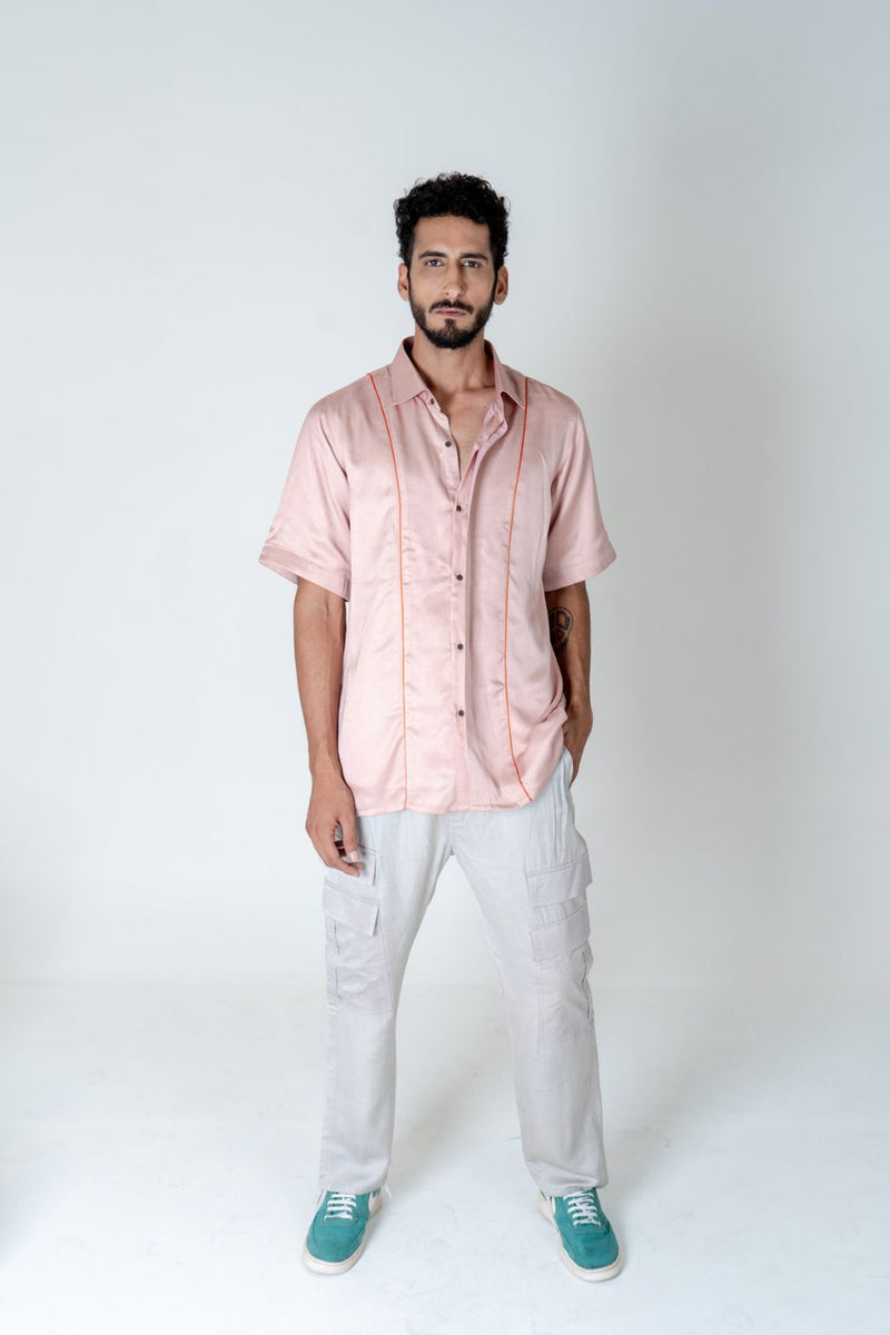 Neora by Nehal Chopra Pink Men's Shirt-Orange Pippin