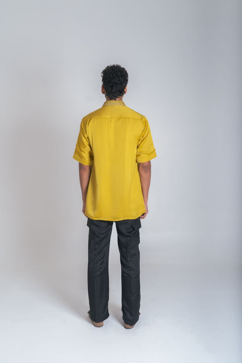 Neora by Nehal Chopra Yellow-Green Braid Men's Shirt