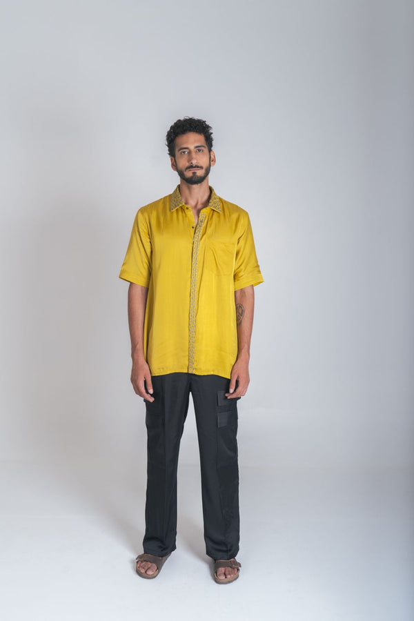 Neora by Nehal Chopra Yellow-Green Braid Shirt