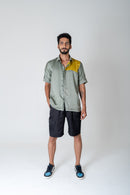 Neora by Nehal Chopra Green-Yellow Color-Blocked Men's Shirt