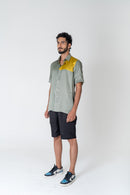 Neora by Nehal Chopra Green-Yellow Color-Blocked Men's Shirt