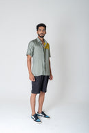 Neora by Nehal Chopra Green-Yellow Color-Blocked Men's Shirt
