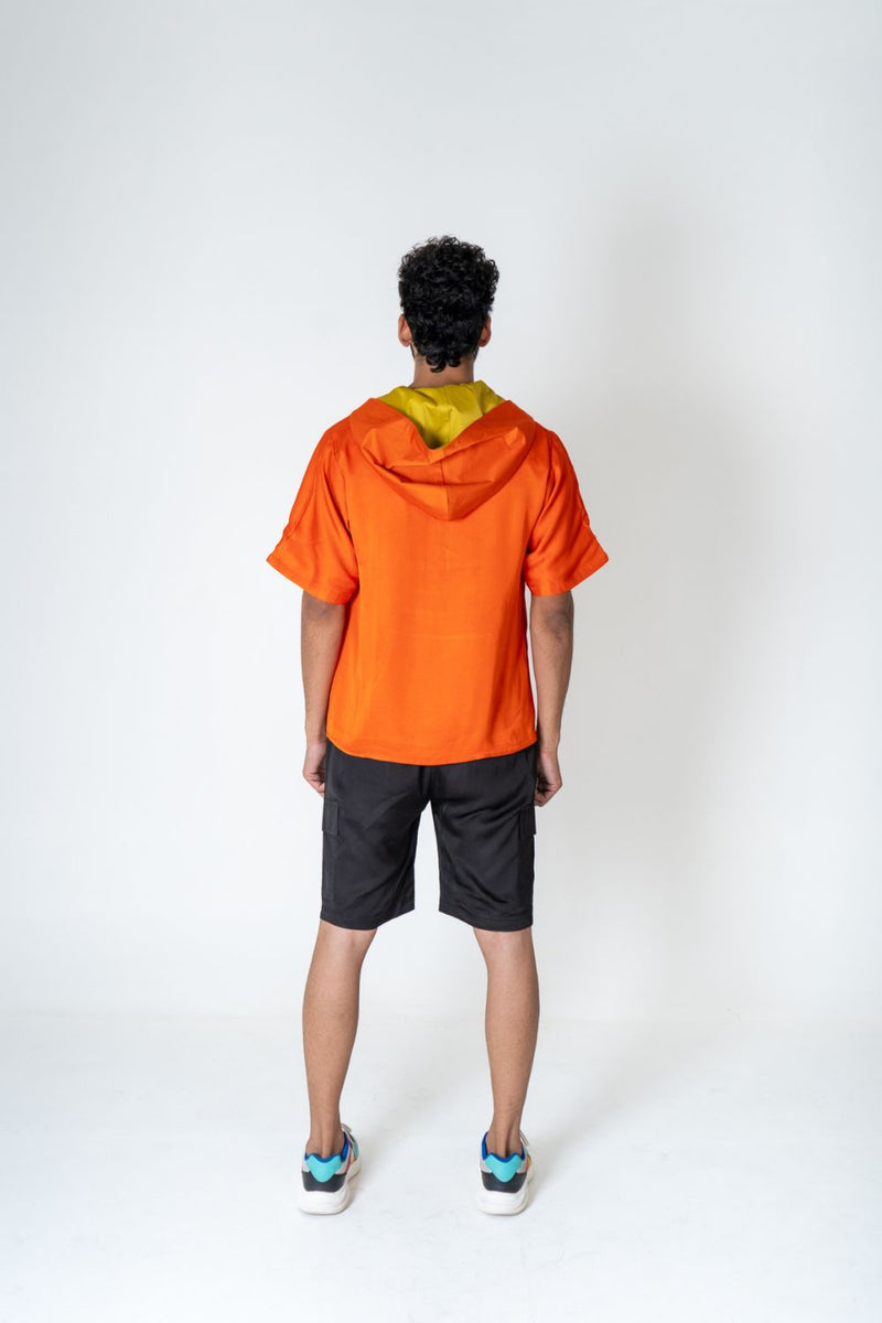 Neora by Nehal Chopra Orange-Yellow Color-Block Hoodie