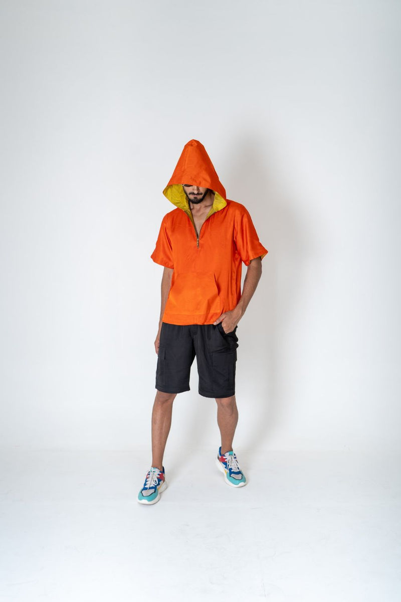 Neora by Nehal Chopra Orange-Yellow Color-Block Hoodie