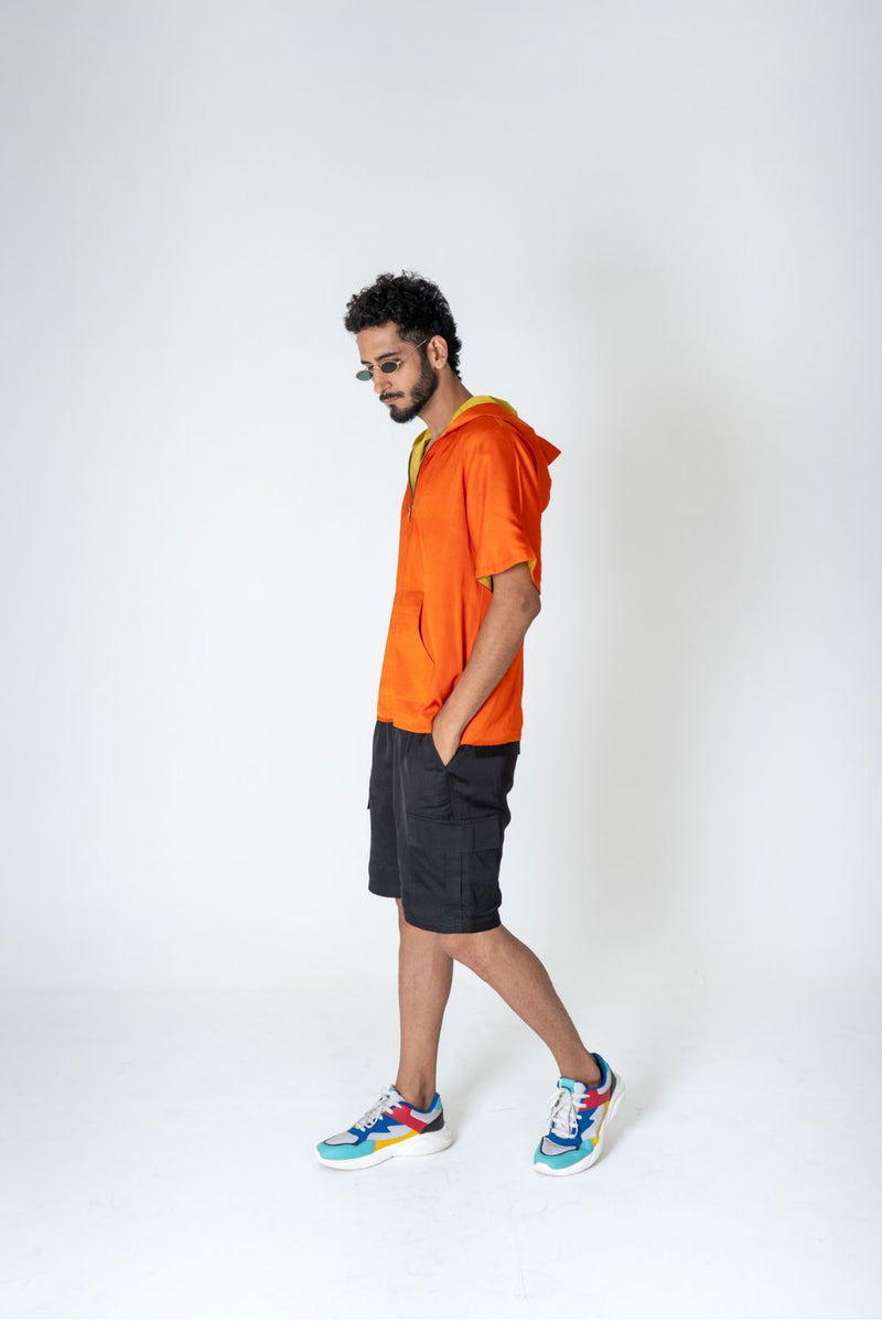 Neora by Nehal Chopra Orange-Yellow Color-Block Hoodie