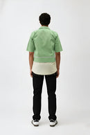 Asparagus Green-Ivory Pintuck Shirt