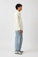 Ivory-Tiffany Blue Zip Shirt