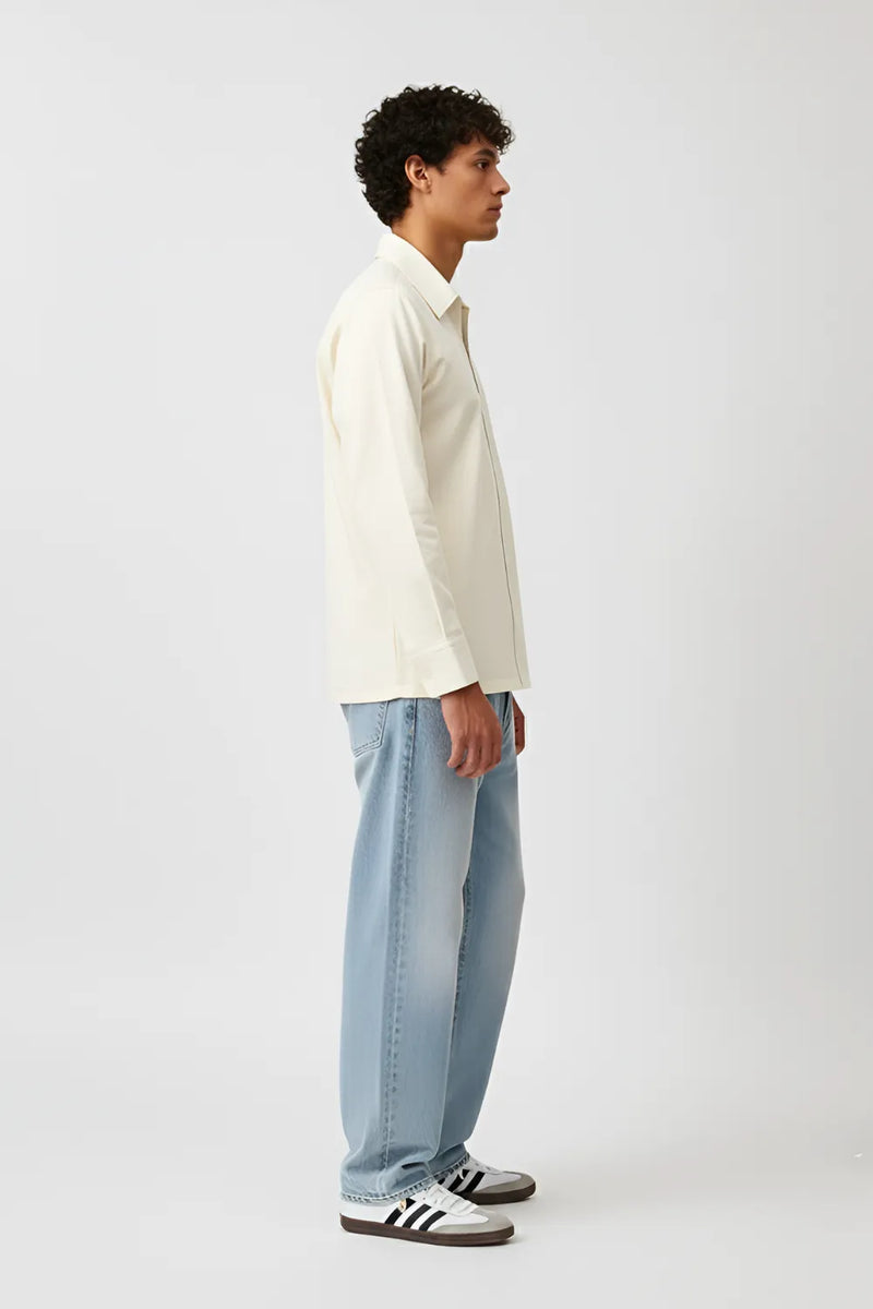 Ivory-Tiffany Blue Zip Shirt