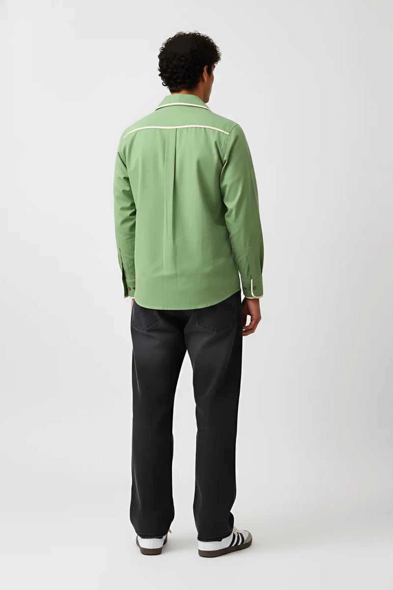 Asparagus Green-Ivory Flap Shirt
