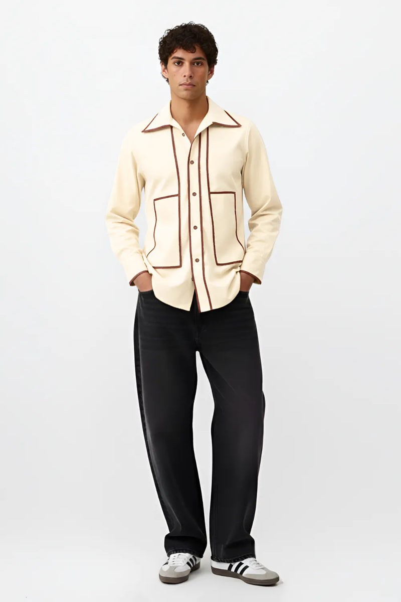 Ivory-Tuscan Red Flap Shirt