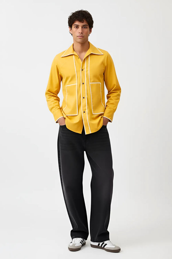 Mango Yellow-Ivory Flap Shirt