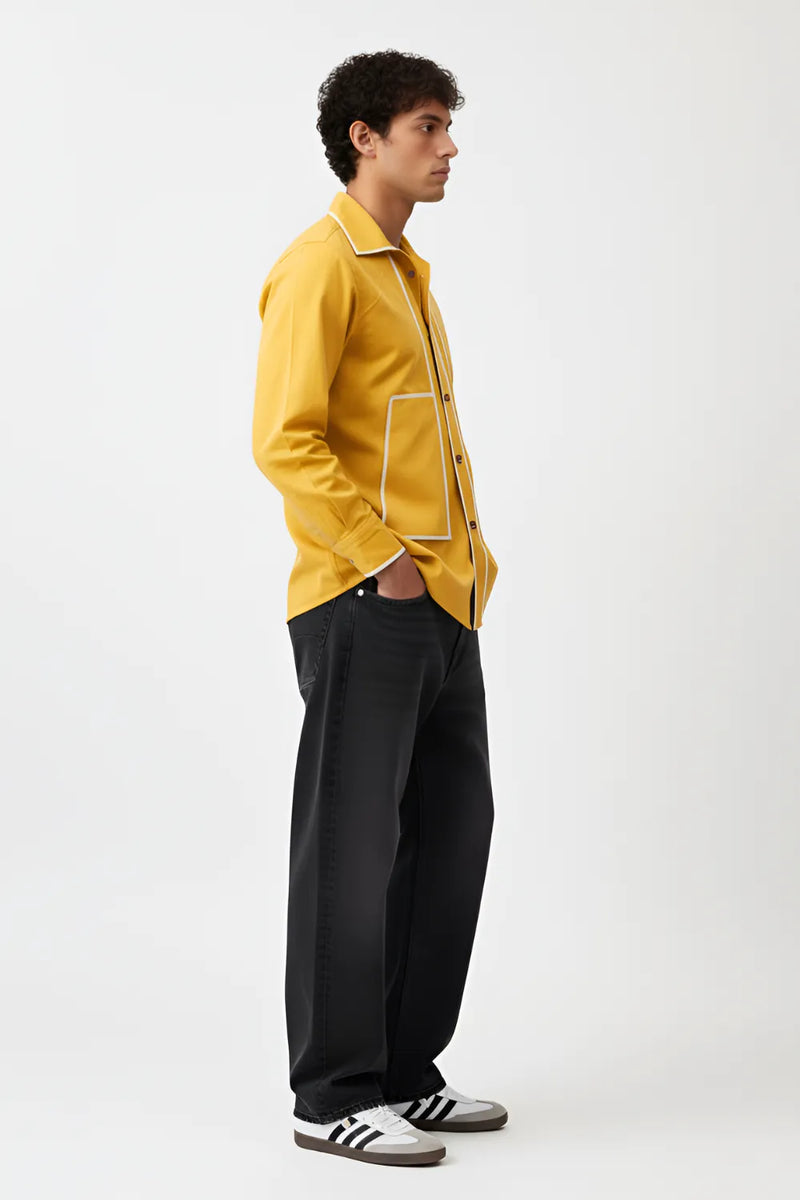Mango Yellow-Ivory Flap Shirt