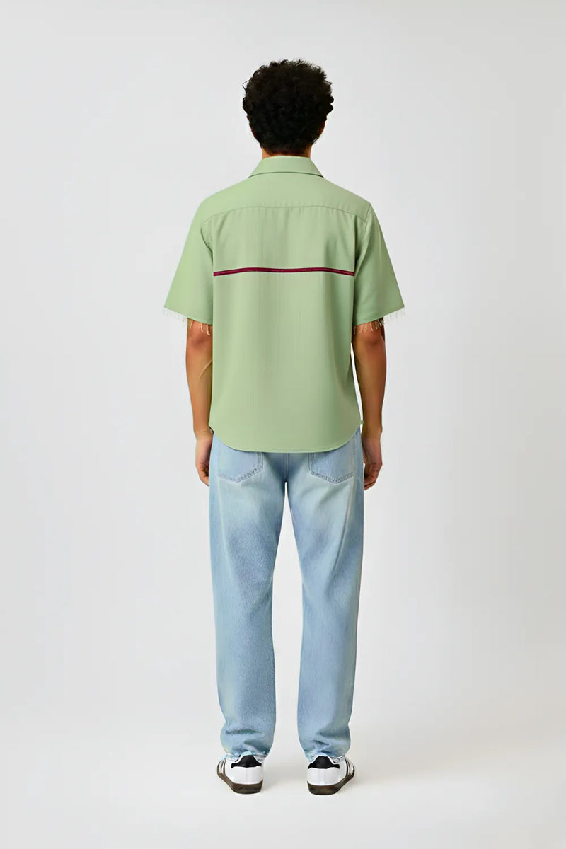 Asparagus Green-Tuscan Red Stripe Shirt
