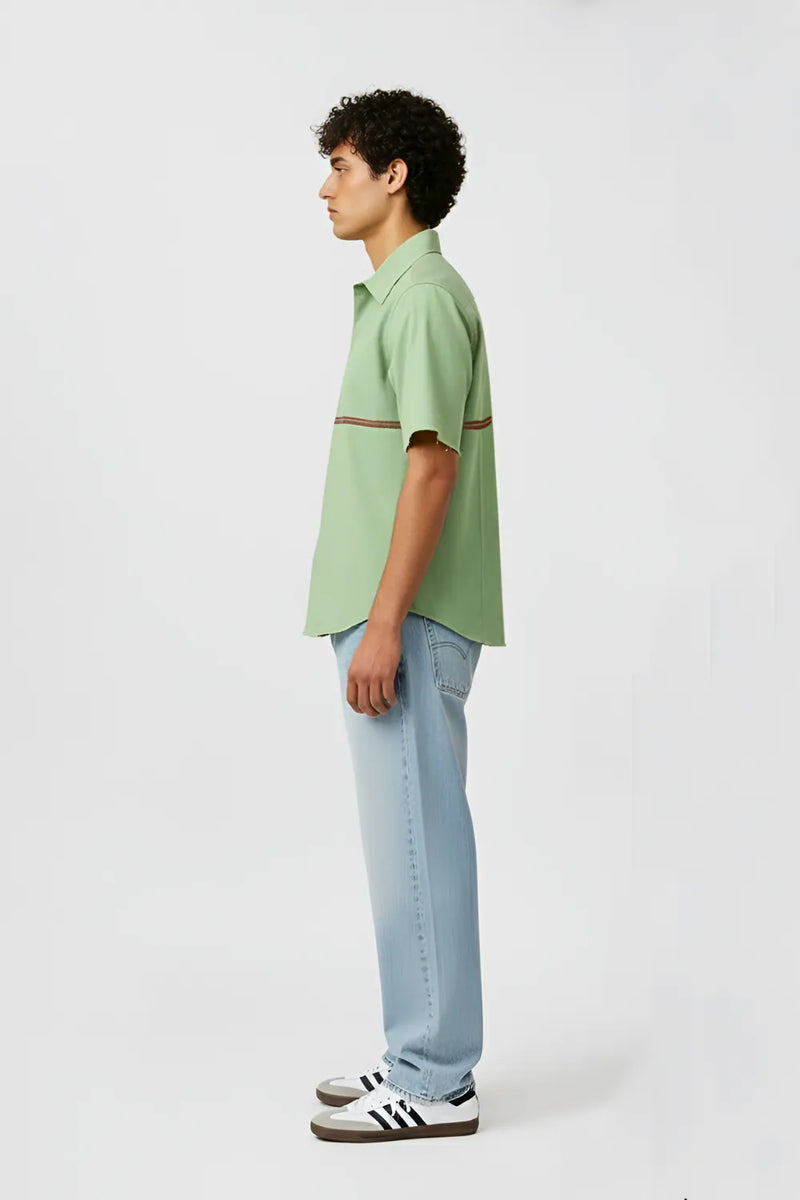 Asparagus Green-Tuscan Red Stripe Shirt