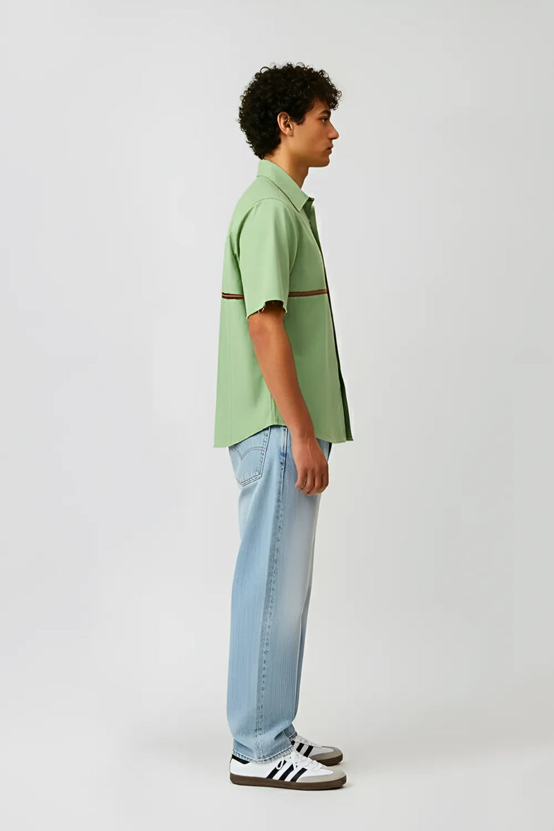 Asparagus Green-Tuscan Red Stripe Shirt