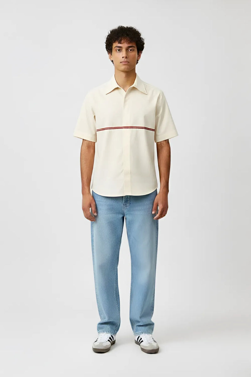 Ivory-Tuscan Red Stripe Shirt