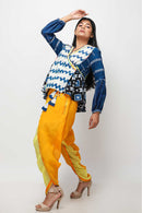 Sepia Stories Madeira Ikat Cotton Topin Off-White Indigo