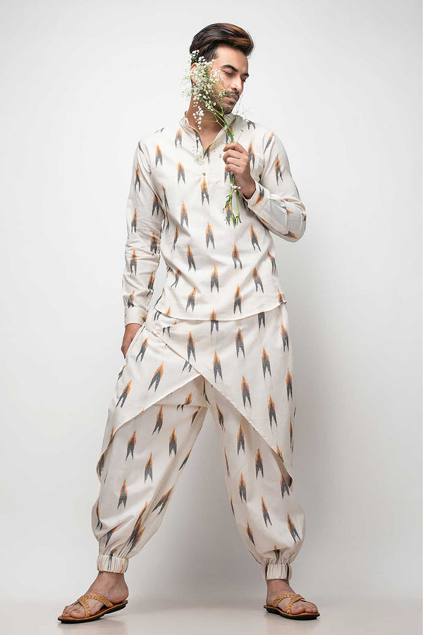 Sepia Stories Mato Ikat Cotton Trouser in Beige