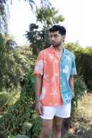 anushé pirani Recycled Cotton Men Tangerine/Tropical Teal Shirt